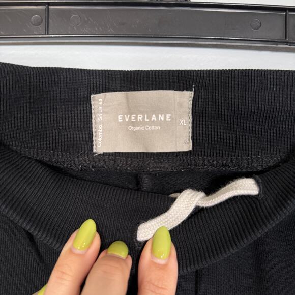 Everlane Organic Cotton Cropped Wide Leg Track Pant Black XL Elevated Loungewear - Picture 5 of 7